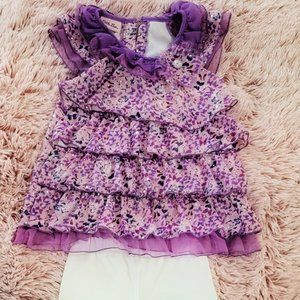 Little Lass Girls 2 Piece Chiffon Set with Capri Disco Dots Size 6